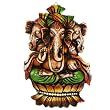 Three Face Terra-cotta Ganesh Wall Hanging