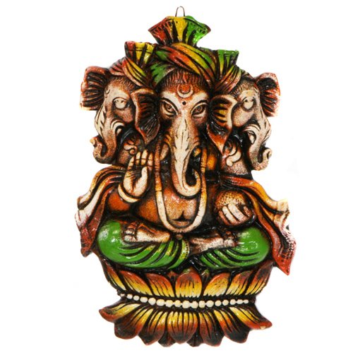 Three Face Terra-cotta Ganesh Wall Hanging