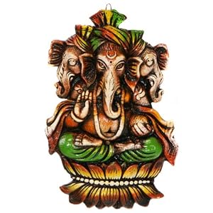 Three Face Terra-cotta Ganesh Wall Hanging
