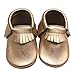 SAYOYO Baby Tassels Soft Sole Leather Infant Toddler Prewalker Shoes (6-12 Months, Gold)