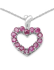 1.12 Carat Genuine Ruby 925 Sterling Silver Heart Pendant