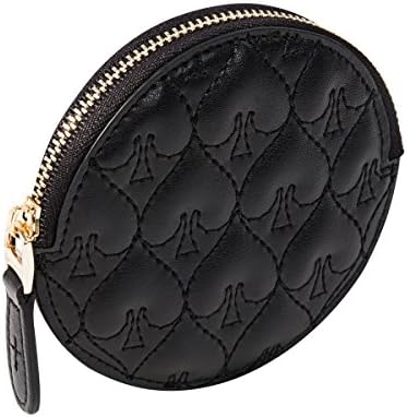 Safelake Black Leather Mini Change Purses Round Coin Wallet Jewelries Holder