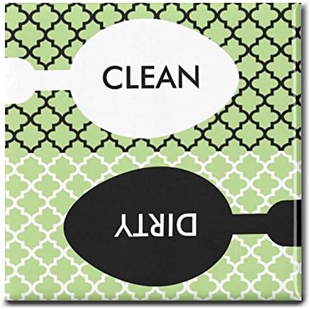 Clean Dirty Dishwasher Magnet - Moroccan Trellis Pattern Best for Modern Kitchen - GREEN BLACK | Housewarming / Hostess gift idea &amp; Gag Gift / Stocking Stuffers for Men and Women &amp; Chore-Avoiding Teen