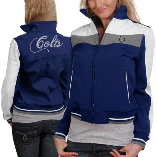 Indianapolis Colts Ladies Royal Blue Bonded Softshell Full Zip Jacket (Medium)