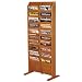 14 Pocket Oak Magazine Floor Rack, Dark Red Mahogany Finish