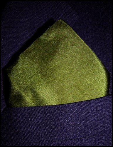 Fine Olive Green Silk Pocket Square, 100% Silk - by Royal Silk