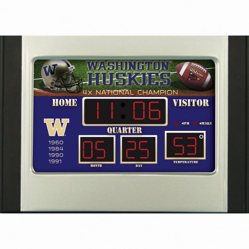 Washington Huskies NCAA Scoreboard Alarm Desk Clock (9.5