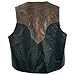 Giovanni Navarre? Hand-Sewn Pebble Grain Genuine Leather Western Style Vest Large (Black with Dark Brown trim)