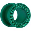 7/16" Green Acrylic Gem Rimmed Screw Fit Tunnel Plug