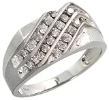 51MhLjZxOeL. SL160  14k White Gold Matte Finish Accent Mens Diamond Ring, w/ 0.50 Carat Brilliant Cut Diamonds, 7/16  wide