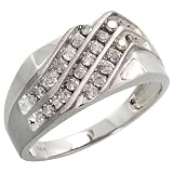 14k White Gold Matte Finish Accent Mens Diamond Ring, w/ 0.50 Carat Brilliant Cut Diamonds, 7/16" (11mm) wide