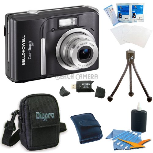 51MhOZTOjUL Check Out Bell and Howell Z10T ZoomTouch 10 MP Black Digital Camera Bundle   Includes Z10T ZoomTouch 10 MP Digital Camera, Camera Carrying Case, 4 Card Memory Card Wallet, USB Memory Card Reader, Mini Tripod, 3 Screen Protectors, and Cleaning Kit.  bell and howell 