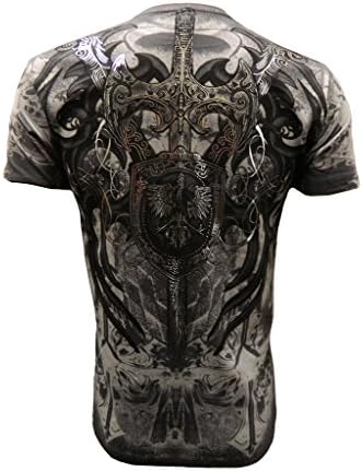 Ekus Men's Konflic Tribal Cross & Sword Muscle Tee XXL Charcoal