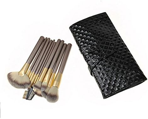 ORVR 12 Pcs Professional Cosmetic Makeup Brush Set Kit with Synthetic Leather Case,Black