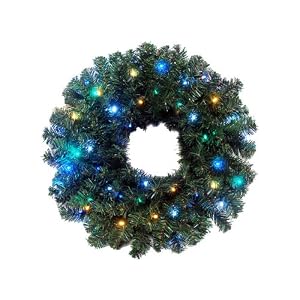 24 Pre-Lit Battery Operated LED Lighted Christmas Wreath - Blue Multi Lights by 