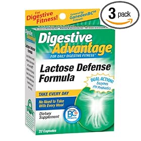 Digestive Advantage Daily Lactose Defense Formula Capsules, 32-Count Boxes (Pack of 3)