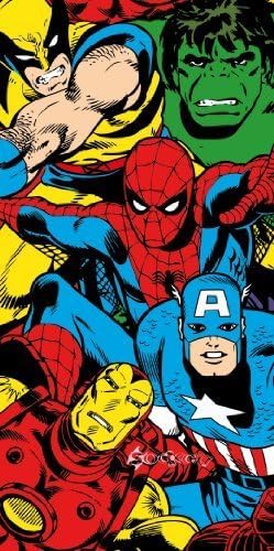 Marvel Comics Heroes Spiderman Wolverine Beach Bath Cotton Towel by Kidco Exclusive