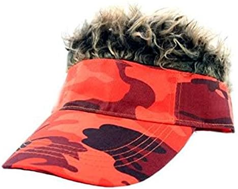 Assorted Fun Hat with Attached Faux Hair for Halloween or Festival Unisex (Orange)