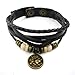 JEWELRIESHOP Genuine Leather Bracelet for Men Constellation Braided Rope Bracelet Multilayer Adjustable Bangle Wrist Cuff Wristband Birthday Gift (Leo - Black Leather)