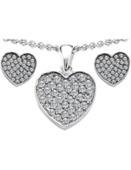Original Star K(tm) Cubic Zirconia Heart Shape Love Pendant Box Set with matching earrings in .925 Sterling Silver