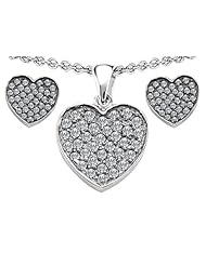 Original Star K (tm) Cubic Zirconia Heart Shape Love Pendant Box Set with matching earrings in 925 Sterling Silver
