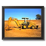 Caterpillar 416C Backhoe Wall Picture Black Framed Art Print