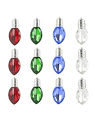 Single Detail Page Misc: Festival of Christmas Lights Bulb Design Acrylic Oval Gem Christmas Jewelry Brooch Pin in 12 Piece Pack Variety Colors - RUL