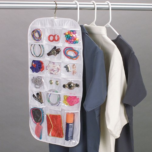 Household Essentials 37-Pocket Hanging Jewelry and Accessories Organizer, White Vinyl