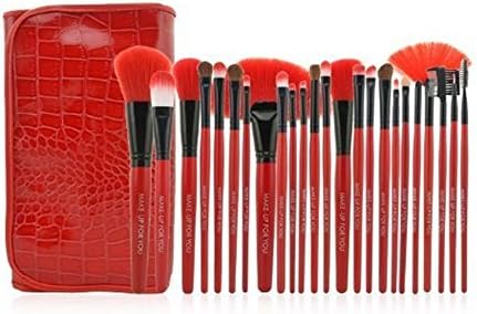 GOODBUYER Makeup Brushes Cosmetic Brushes&amp;tools Make Up Set (24 pcs Red)