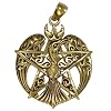 Bronze Raven Moon Pentacle Pendant Wiccan Pagan Jewelry By Dryad Design