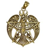 Bronze Raven Moon Pentacle Pendant Wiccan Pagan Jewelry By Dryad Design