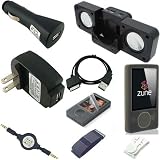 Ultimate Premium Accessory Bundle Combo for Microsoft Zune 80GB / 120GB Series MP3 Player: Smoke Silicone Skin Case Cover, USB 2in1 Data Sync Cable, USB Car Charger, USB Wall / Travel / AC Adapter Charger, 3.5mm Auxillary Retractable Cable, Belt Clip, Armband, Portable Foldable Speaker Dock, and a Screen Protector