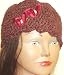 Hand Crocheted Chenille and Gimp Tweed Skull Cap Trimmed with Two Burgundy Color Rhin...