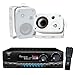 Pyle Stereo Receiver with Waterproof Speaker Package - PT260A 200 Watts Digital AM/FM Stereo Receiver Amplifier - PDWR30W 3.5'' Indoor/Outdoor Waterproof On-Wall Speakers (White) (Pair)