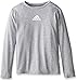 adidas Big Boys' Ultimate Long Sleeve Tee, Medium Grey Heather, Large/14-16
