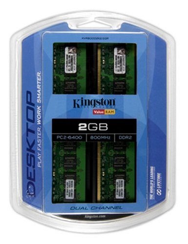 Kingston ValueRam 2GB 800MHz DDR2 Non-ECC CL5 DIMM (Kit of 2) Retail Packaging