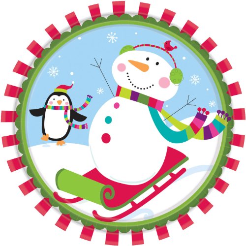 Amscan Joyful Snowman 10.5 In. Paper Plates 8 Count