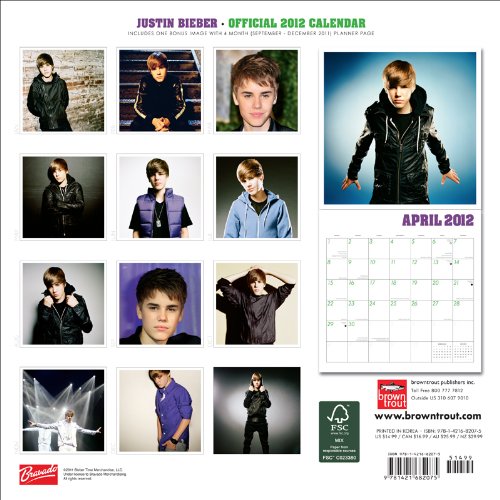 Justin Bieber 2012 12X12 Square Wall (Trade) Calendar [Calendar]