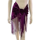 Crushed Velvet Bellydance Hip Scarf with 12" Fringe for Belly Dancing or just for fun! Available in 3 colors