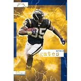 San Diego Chargers (Antonio Gates with Football) Sports Poster- 24x36 custom fit with RichAndFramous Black 24 inch Poster Hangers