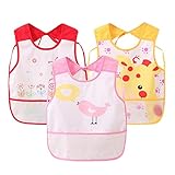 子ども用 エプロン よだれかけ 防水 食事用 お絵かき用 幼稚園 保育園 3点セット ピンク