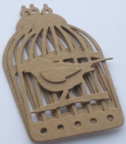 {3} *Bird Cage W/bird* Raw Bare Chipboard Die Cuts