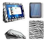 HappyZone - (Zebra Print) Portfolio Flip Case with Muti-Function Stand + Screen Protector for HP TouchPad WiFi (16GB & 32GB) 9.7" Tablet