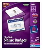 51MiOrwHb5L. SL160  Avery Top Loading Clip Style Name Badges, Soft Plastic, 3 x 4 Inches, White, 100 Holders and 100 Ink Jet/Laser Inserts