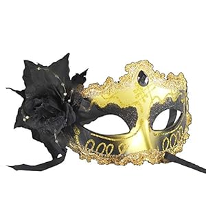 Italian Princess Flower Half Face Mask (Black)