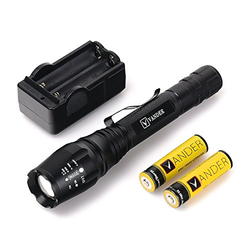 UltraFire CREE 2000 Lumen XM-L T6 Zoomable Focus LED Flashlight Torch 5-Mode+2 Rechargeable 18650 Battery and Charger