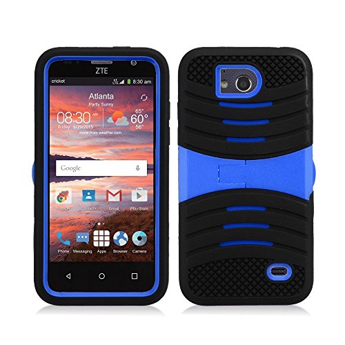 ZTE Maven Z812 (AT&T) - Black and Blue Symbiosis Stormer Impact Resistant Armor Kickstand Case + Atom LED ZTE Maven Z812 (AT&T) - Black and Blue Symbiosis Stormer Impact Resistant Armor Kickstand Case + Atom LED