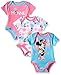 Disney Baby Minnie Mouse 3 Pack Bodysuits, Multi/Blue, 3/6 Months