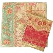 Romantic Floral Combination set: Tri fold set of 12 cards and envelopes and mini notepad with magnet closure