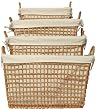 Willow Rectangle Laundry Baskets With Cotton Liners Set / 4, Large= 22"L x 12.5"H x 15"W